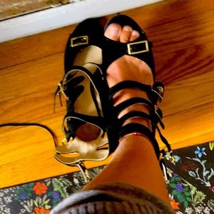 Chloe Black Suede platform Heels with straps